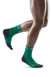 CEP Green/Black Winter Running Short Compression Socks for Men